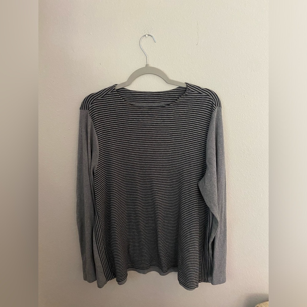 Women's J.Jill Crew Neck Long Sleeve Shirt, 100% Pima, Cotton, Size L